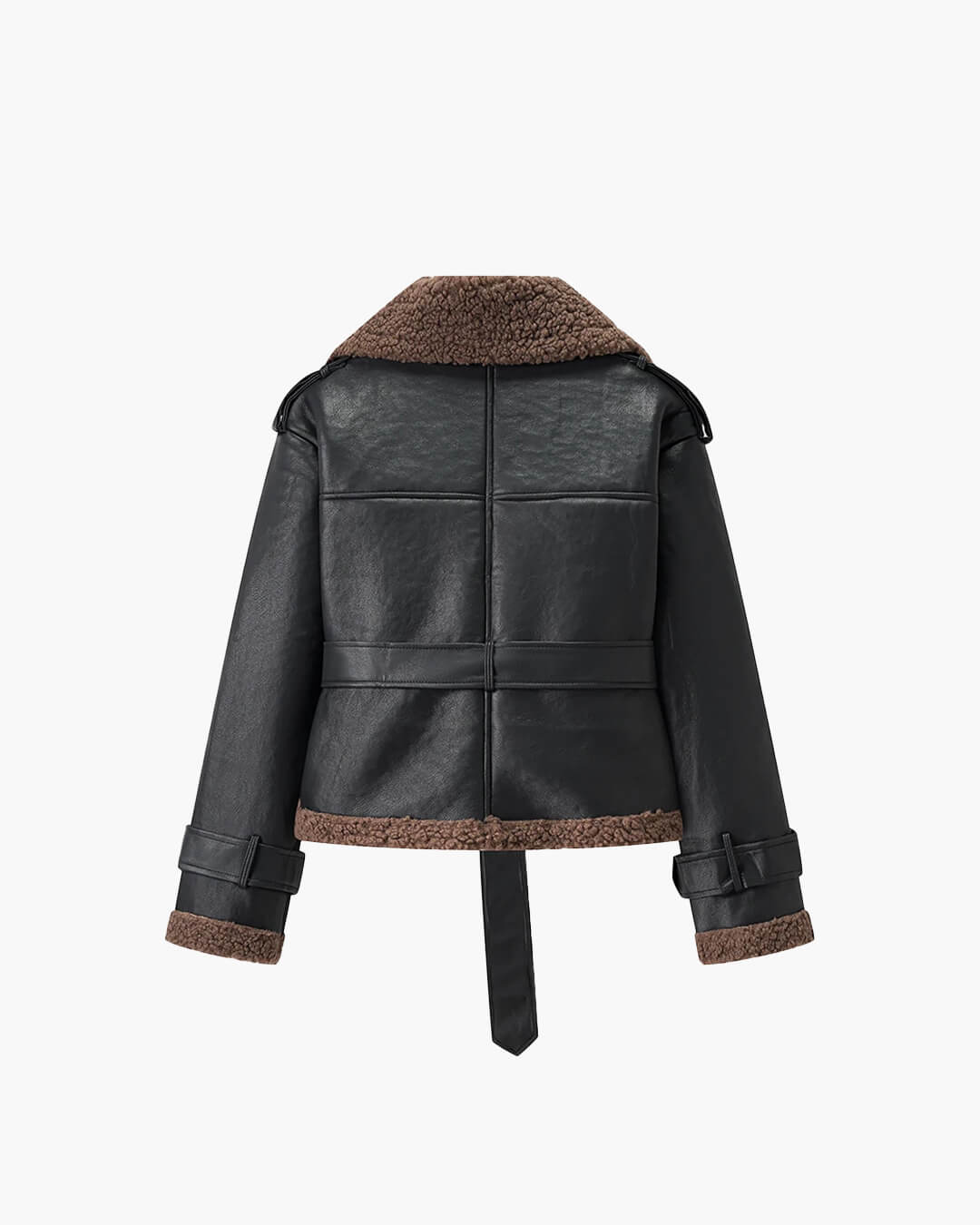Veste courte en similicuir avec ceinture Cora