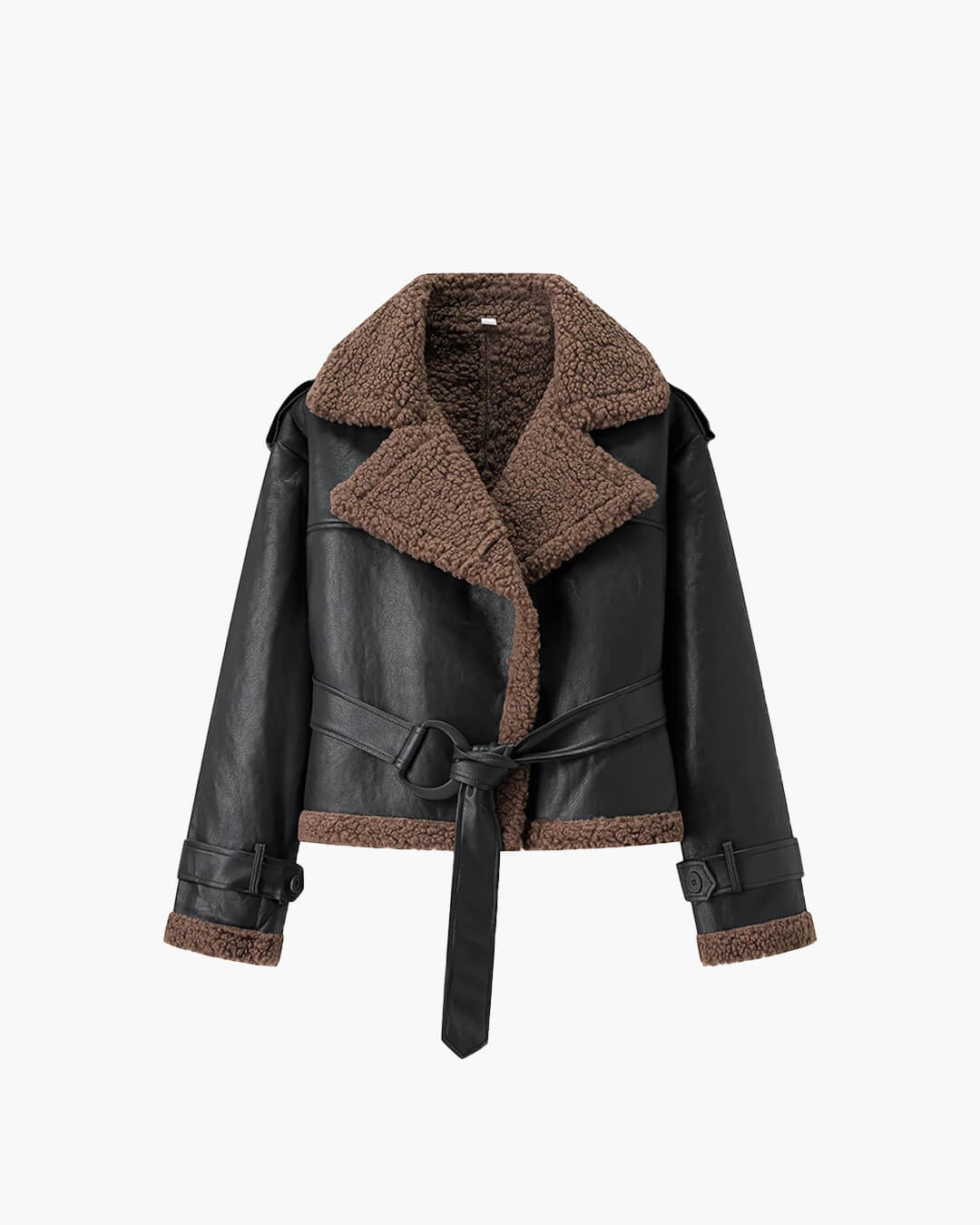 Veste courte en similicuir avec ceinture Cora