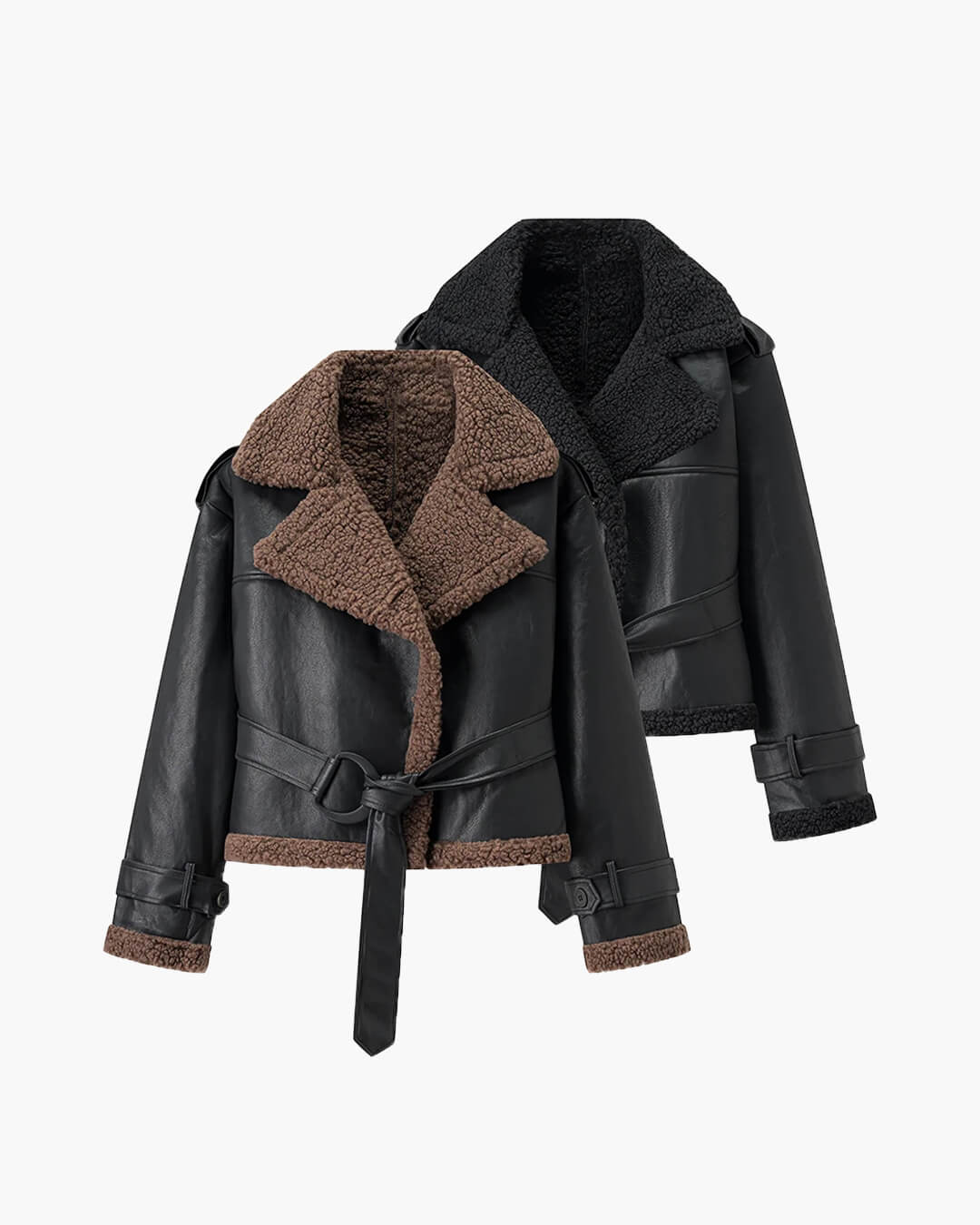 Veste courte en similicuir avec ceinture Cora