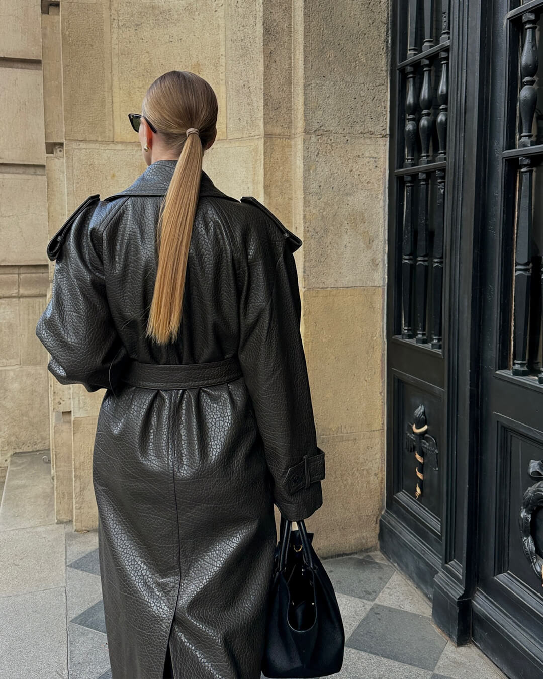 Veste longue en cuir Danica