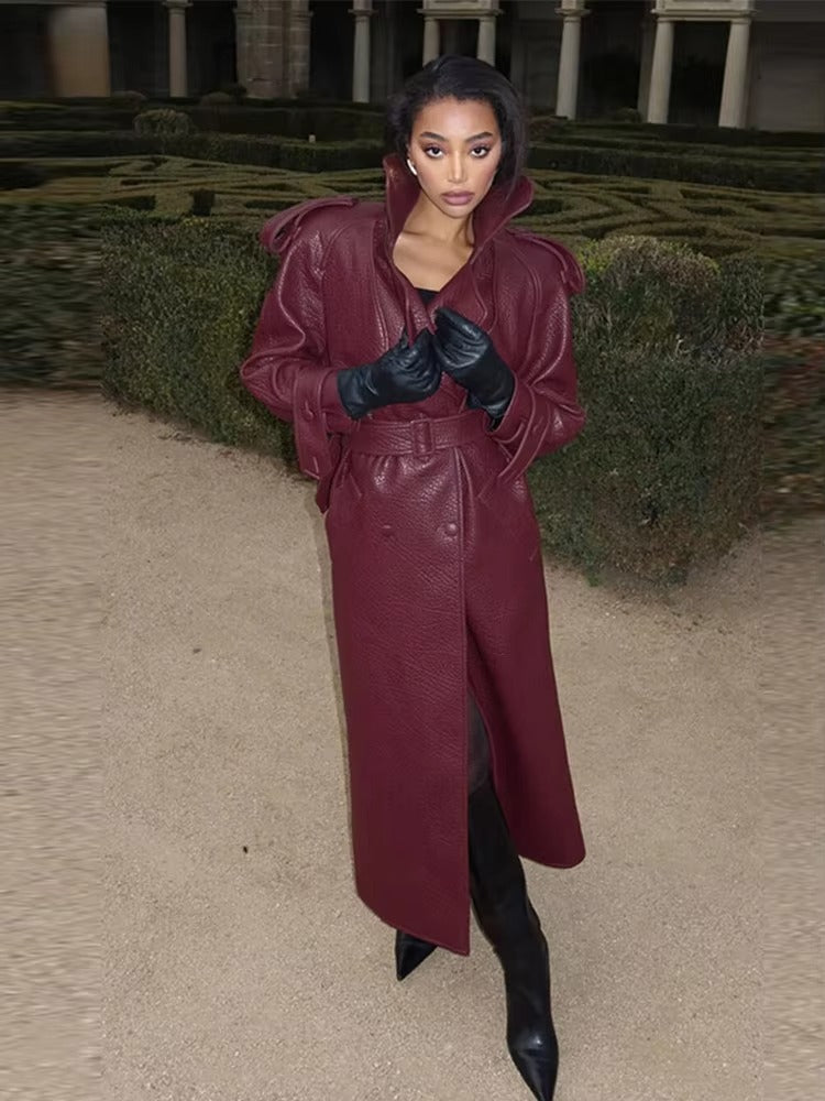 Veste longue en cuir Danica