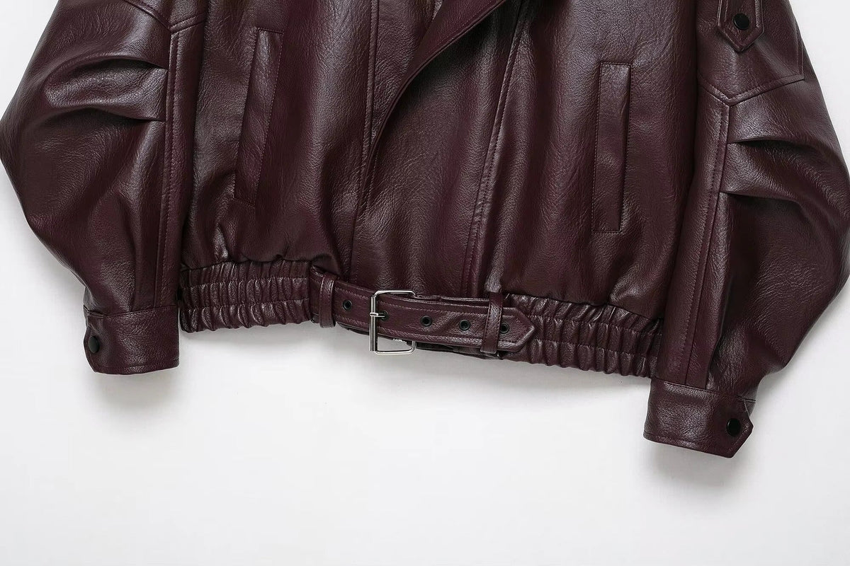 Veste en cuir asymétrique Carla