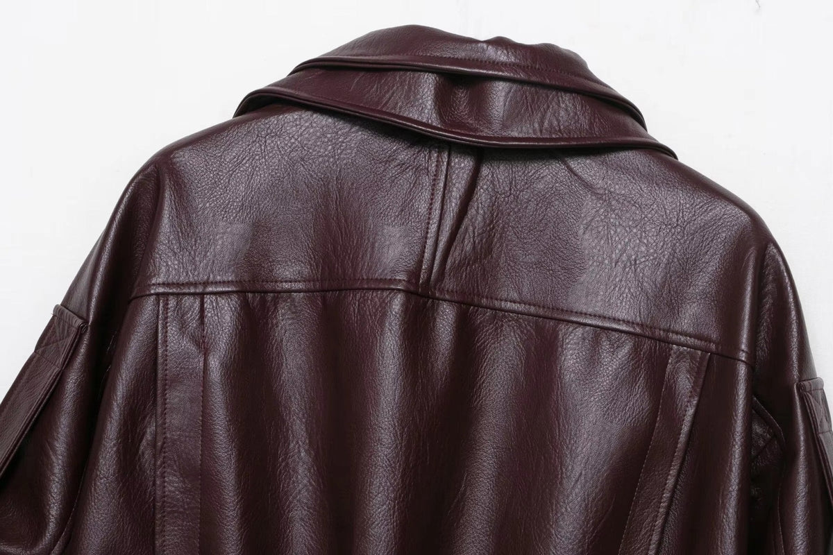 Veste en cuir asymétrique Carla