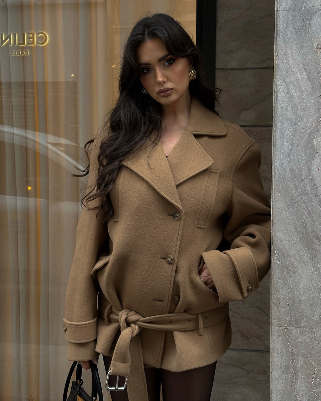 Manteau court Elaine avec ceinture