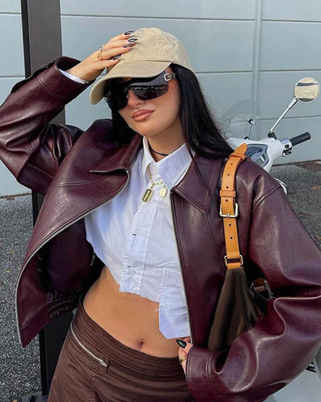 Veste Erika en cuir zippée