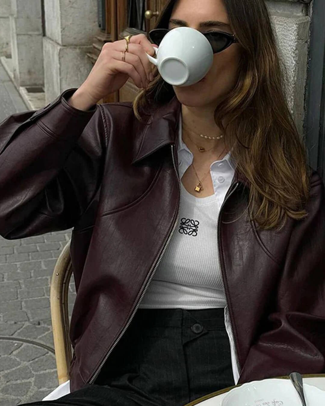 Veste Erika en cuir zippée