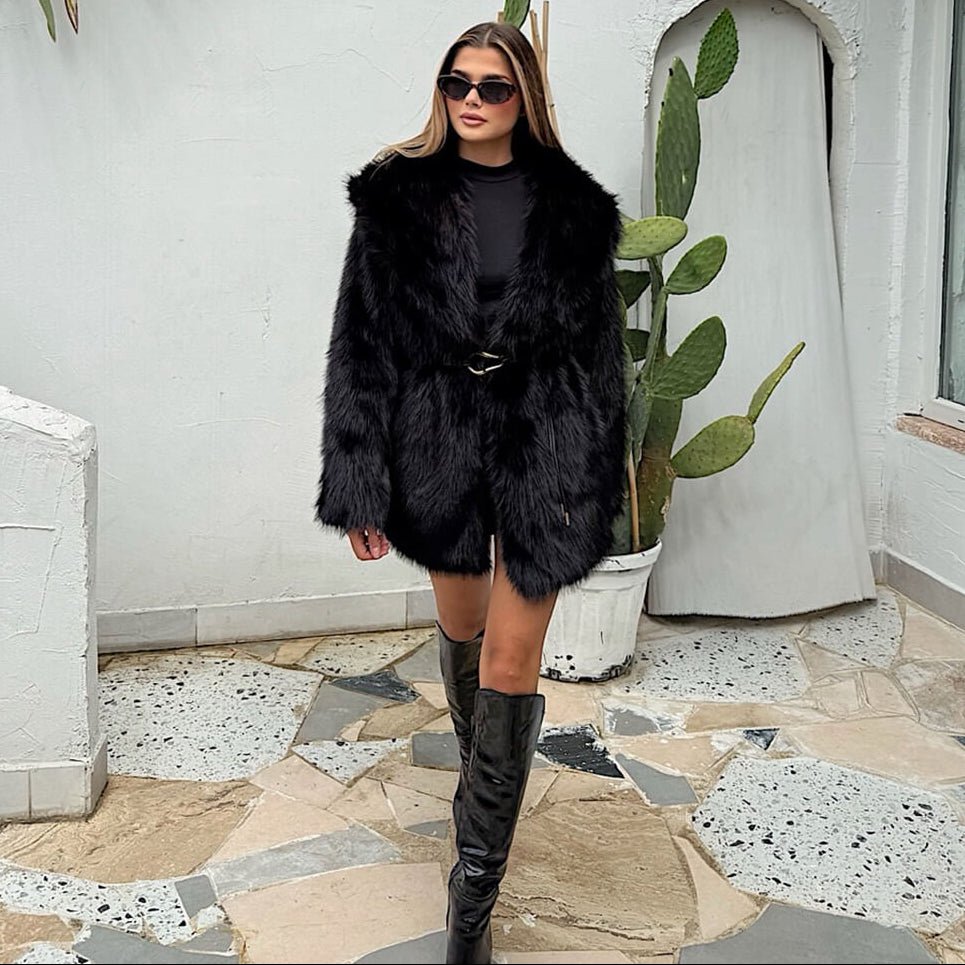 Manteau en fausse fourrure Faith avec ceinture