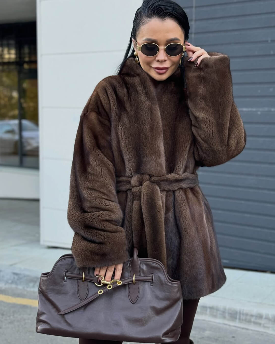 Veste en similicuir avec ceinture Hazel
