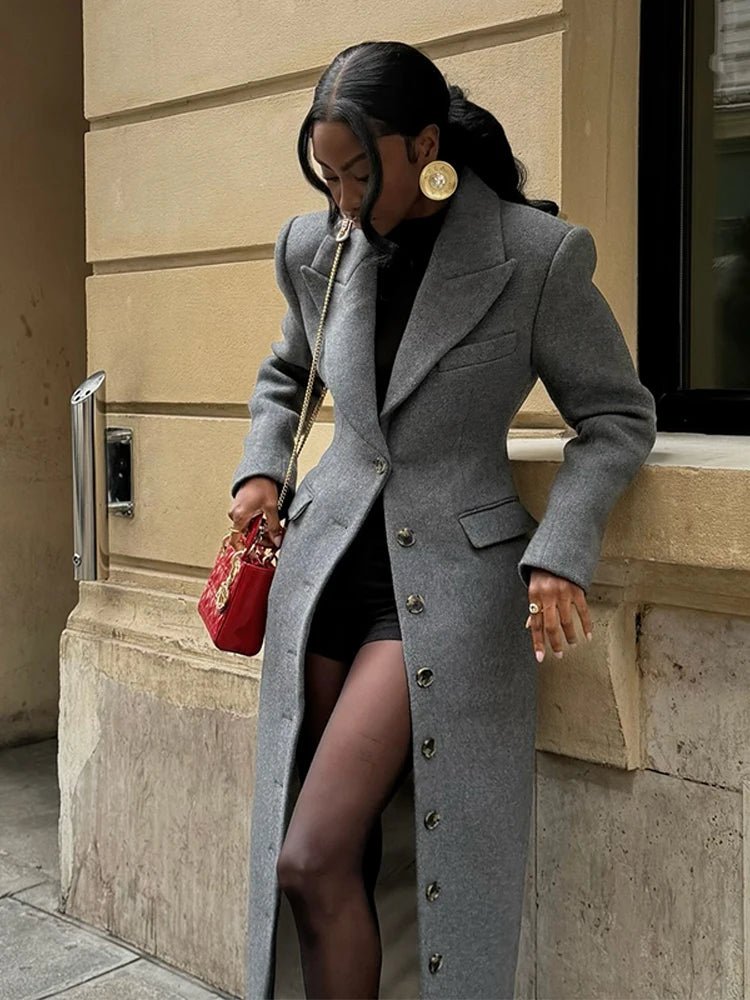 Aediva manteau long à taille cintrée