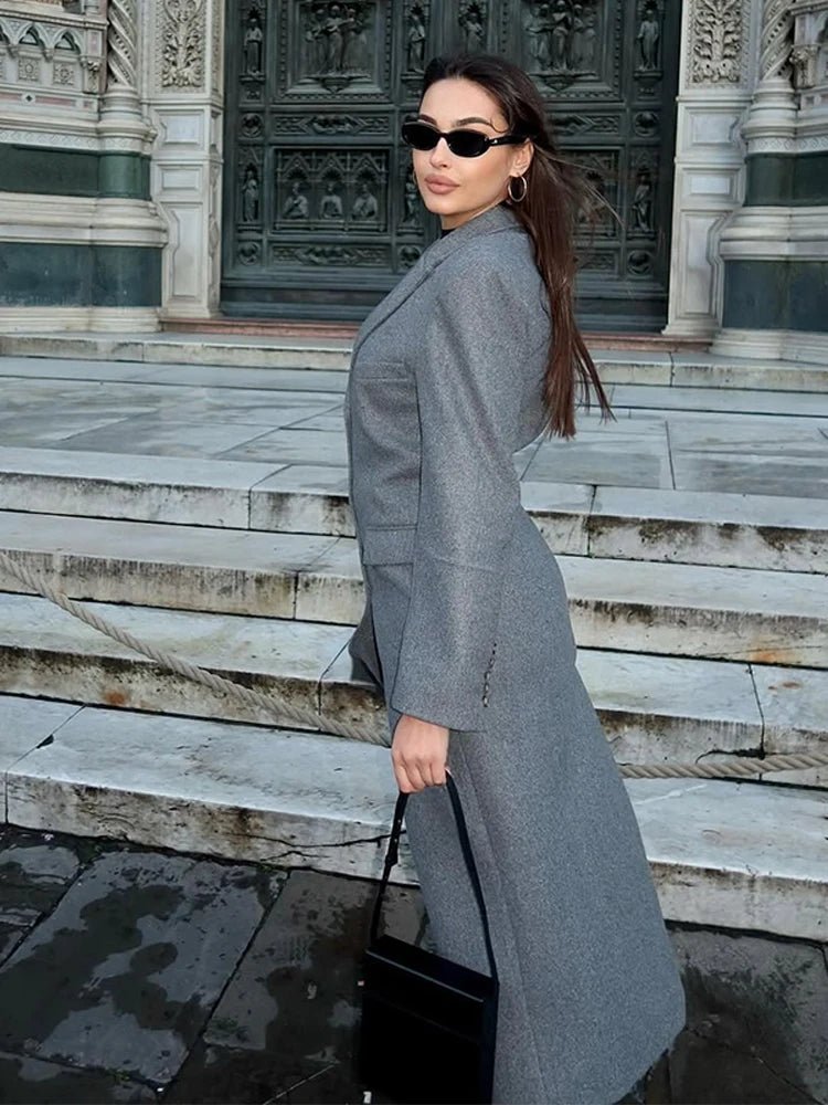Aediva manteau long à taille cintrée