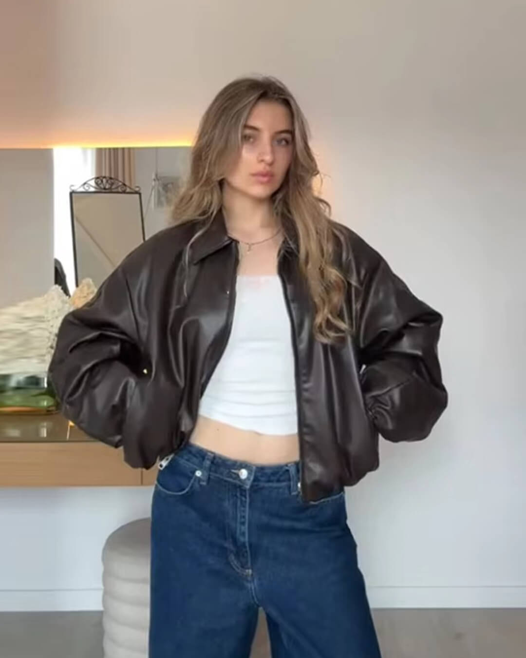 Veste bomber Jenny en similicuir