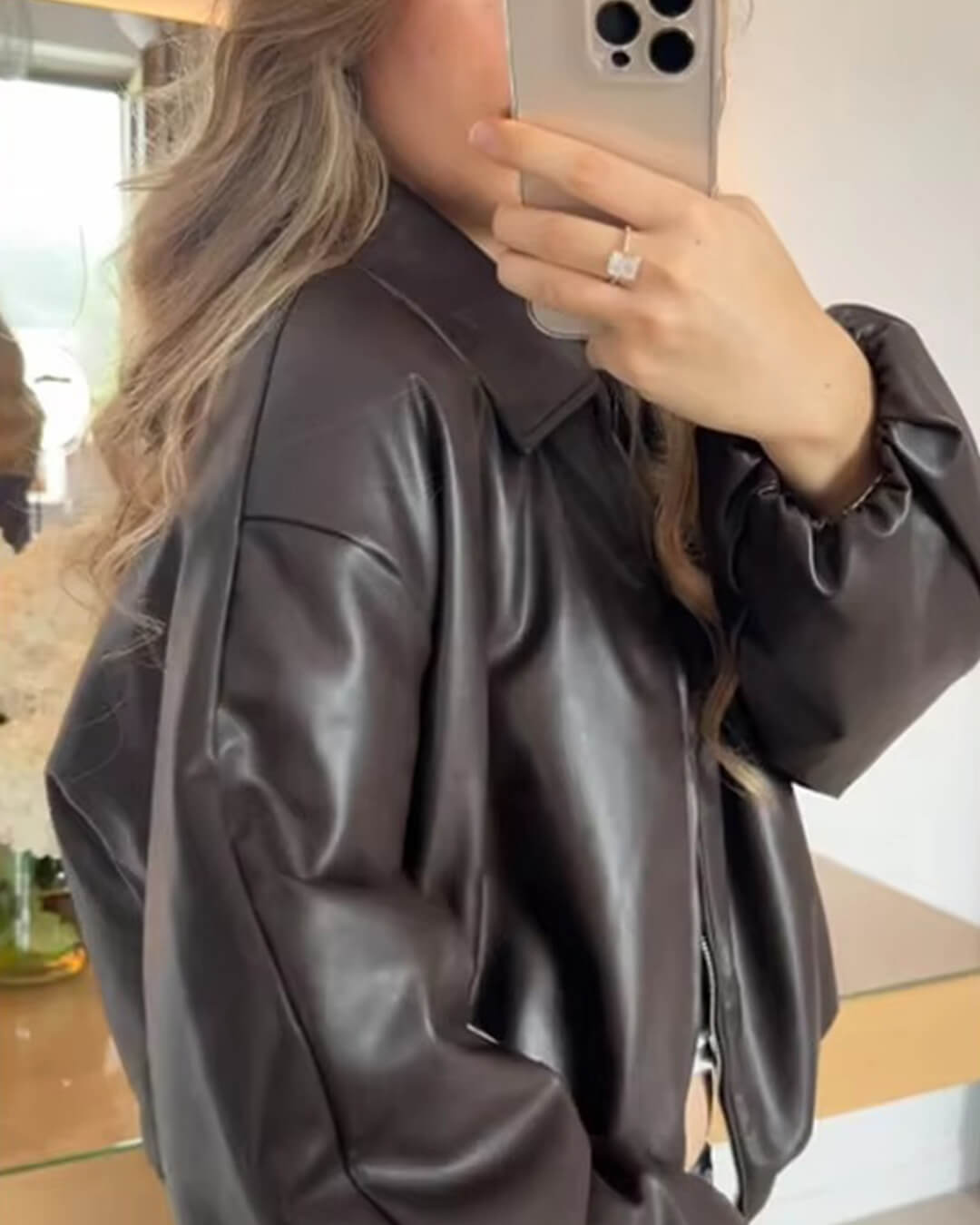 Veste bomber Jenny en similicuir