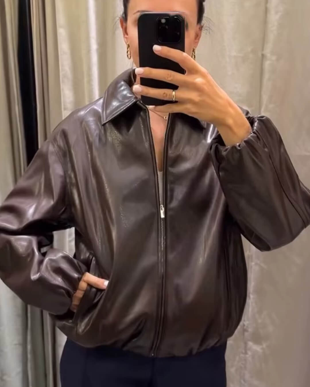 Veste bomber Jenny en similicuir