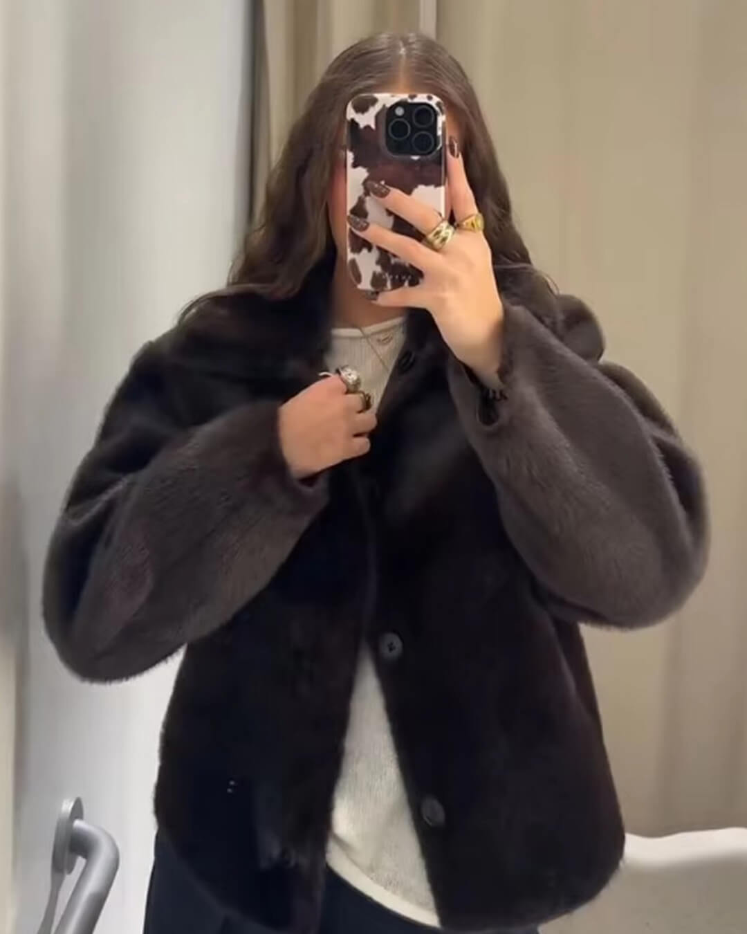 Veste réversible en similicuir avec fausse fourrure Joana