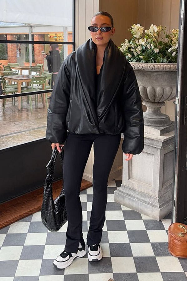 Veste en cuir à revers Lara
