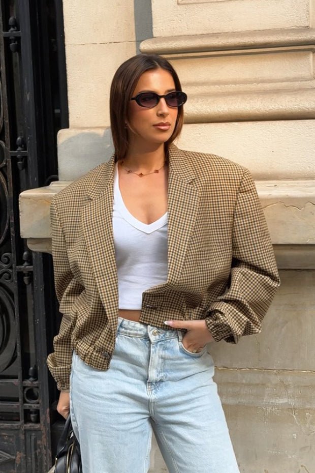 Blazer Latriz à carreaux, coupe décontractée