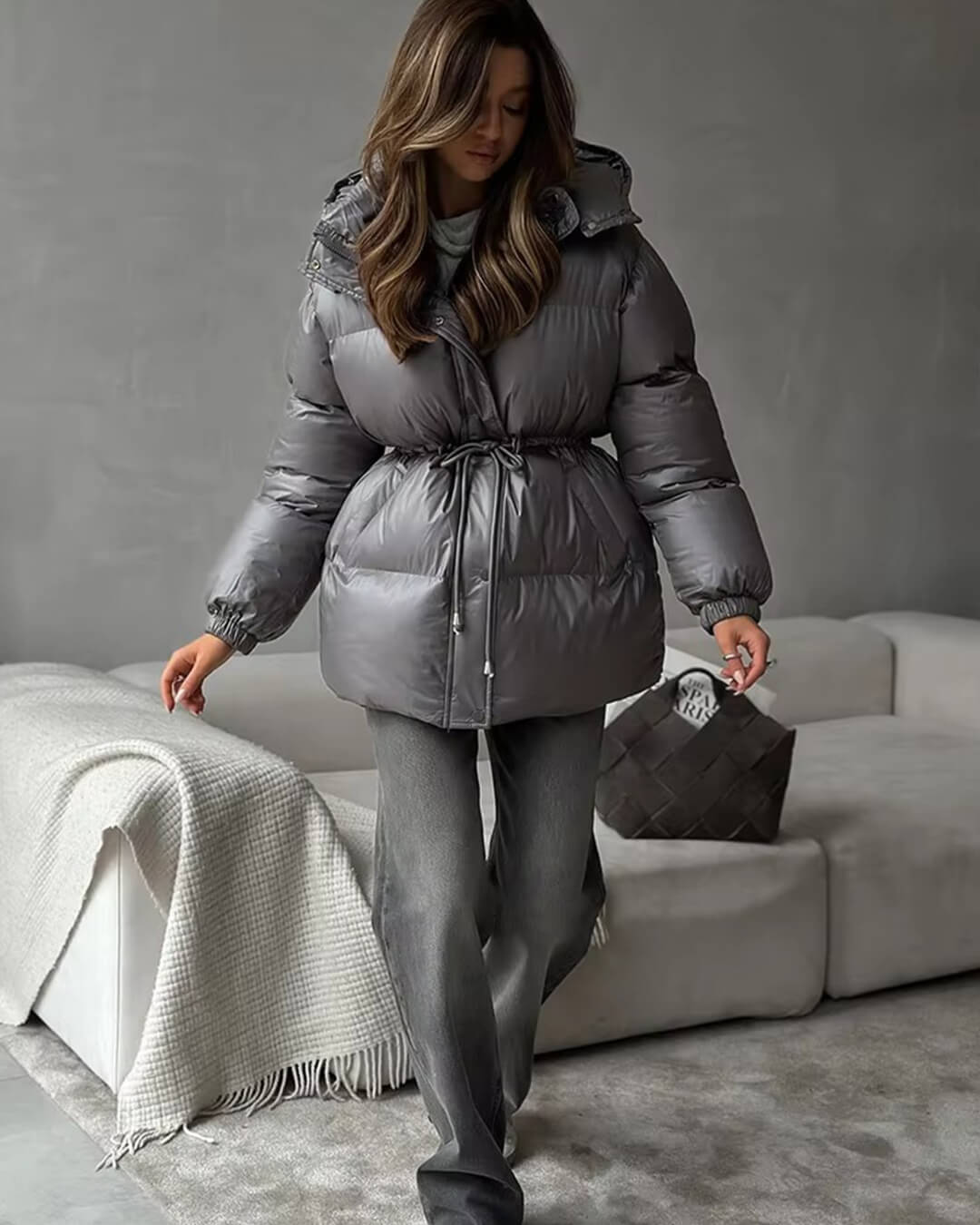 Manteau matelassé à capuche avec cordon de serrage Lorie