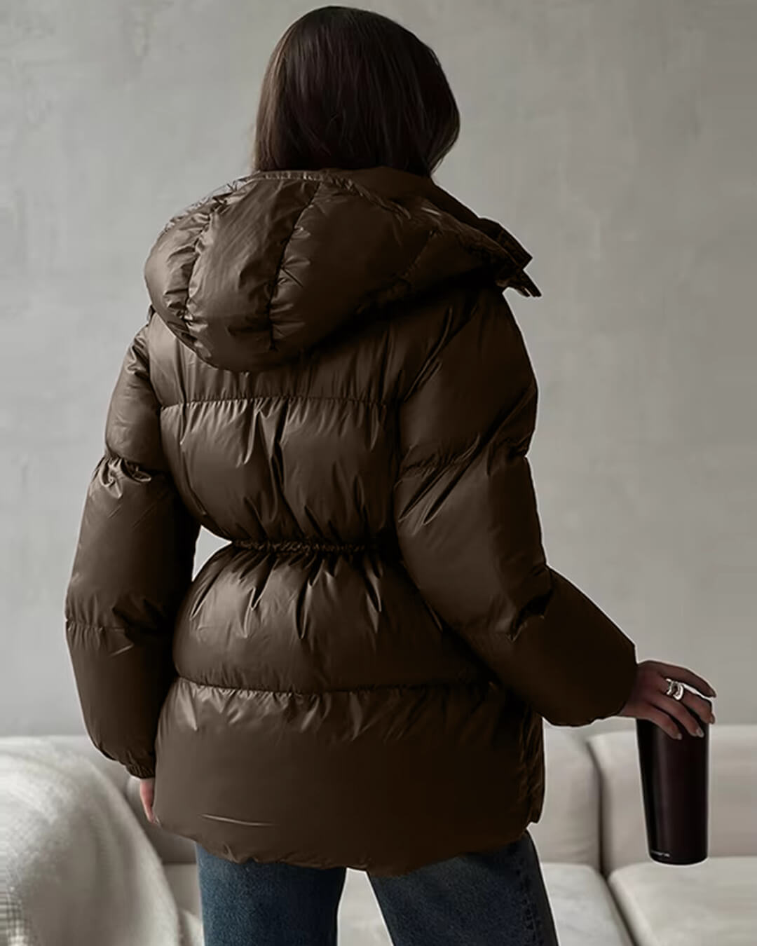 Manteau matelassé à capuche avec cordon de serrage Lorie
