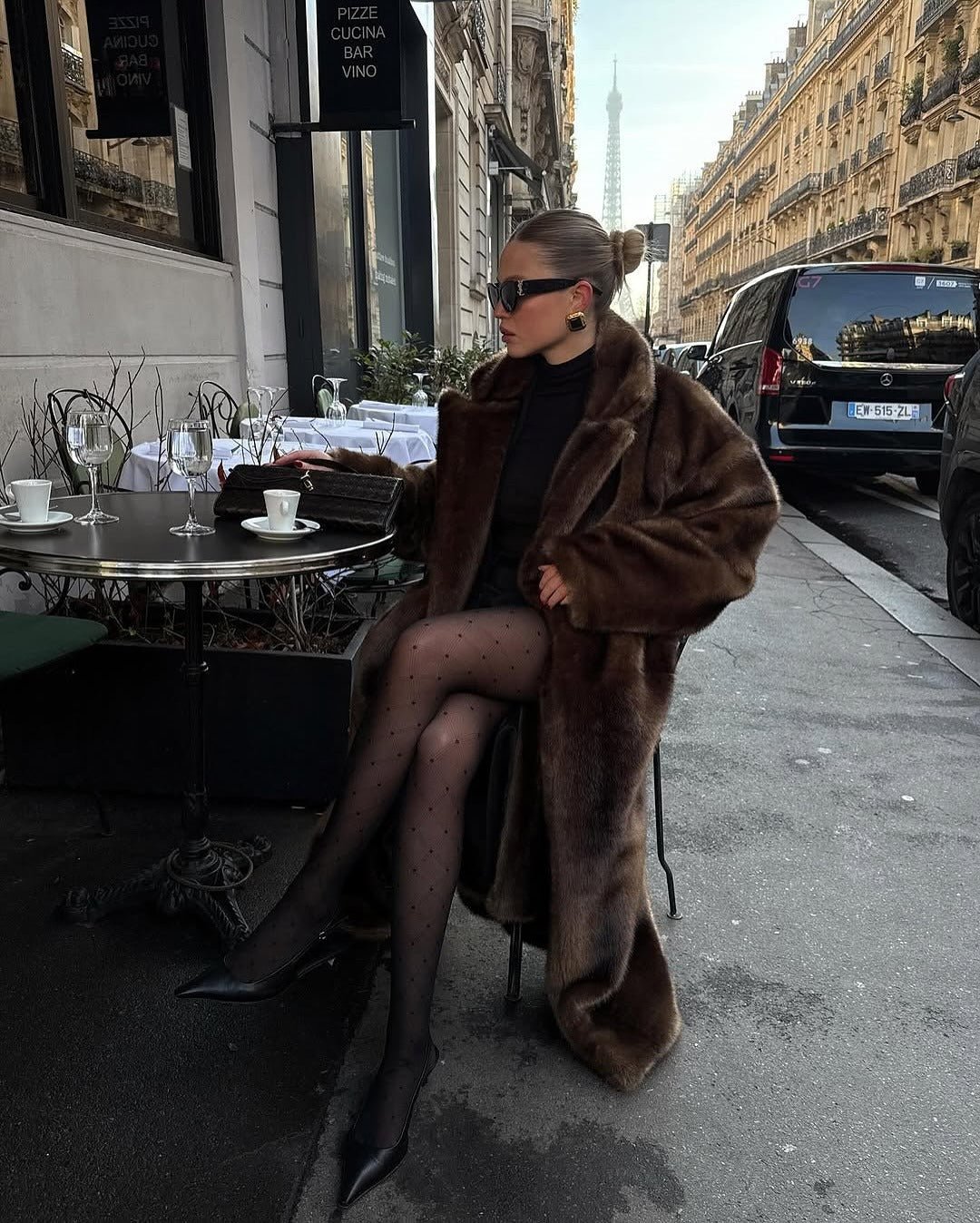 Manteau long en fausse fourrure Lucie