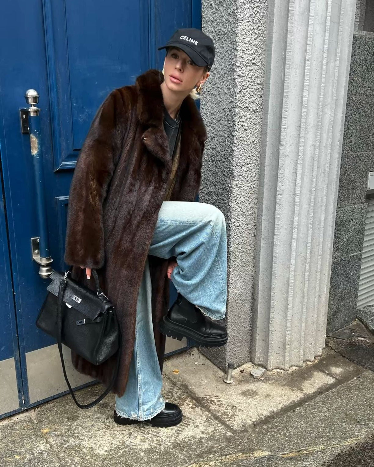 Manteau long en fausse fourrure Lucie