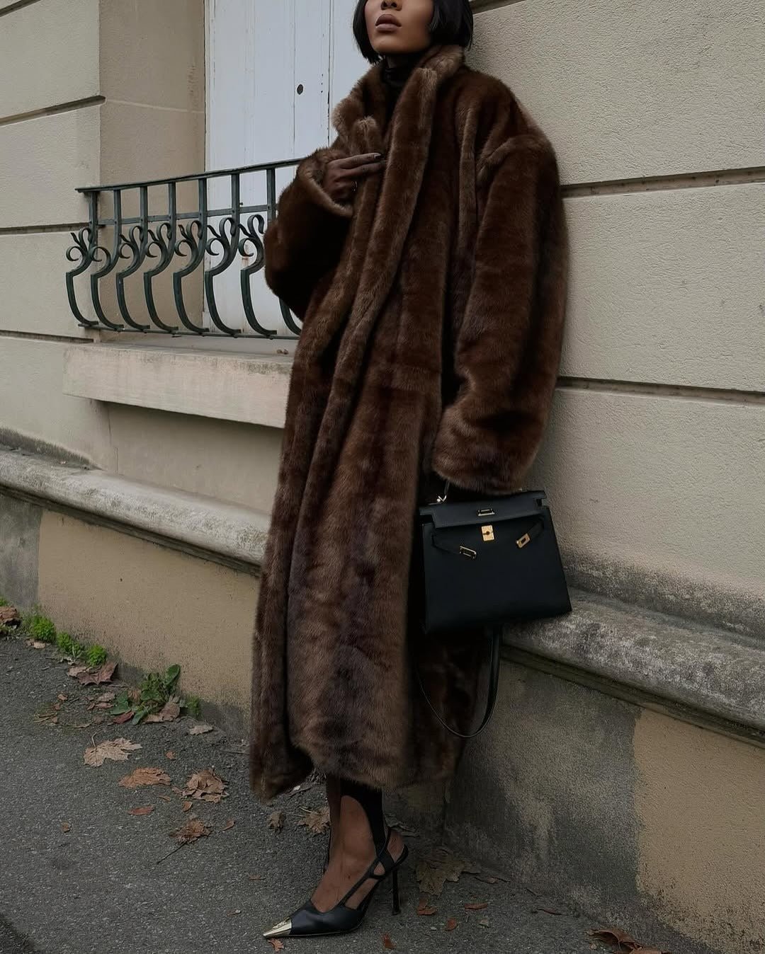 Manteau long en fausse fourrure Lucie