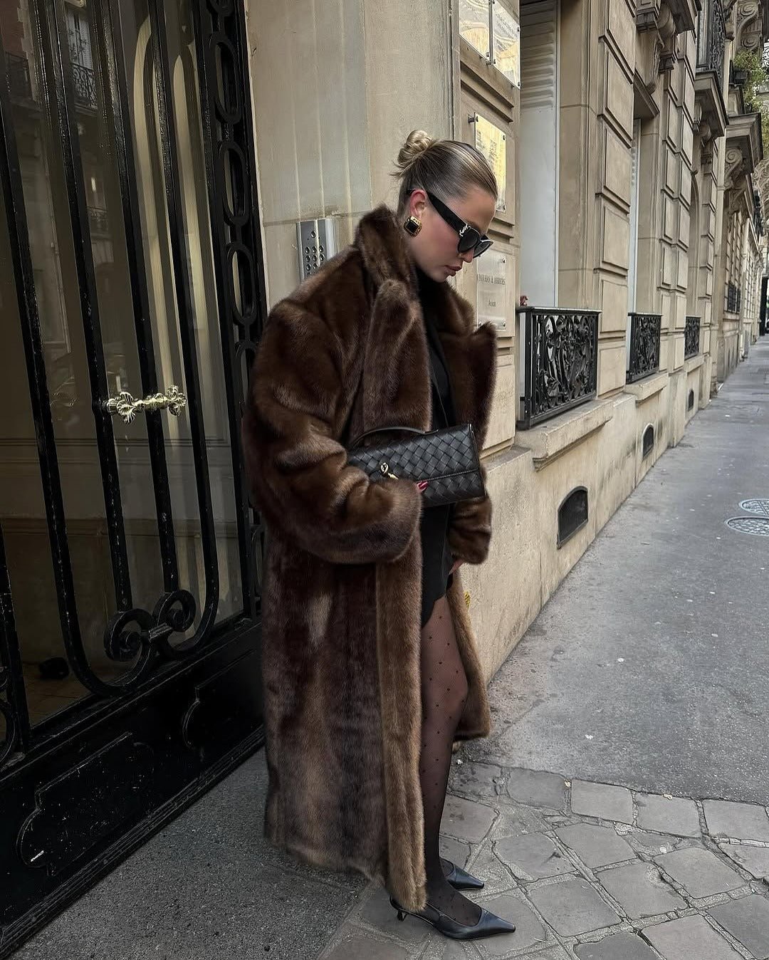 Manteau long en fausse fourrure Lucie