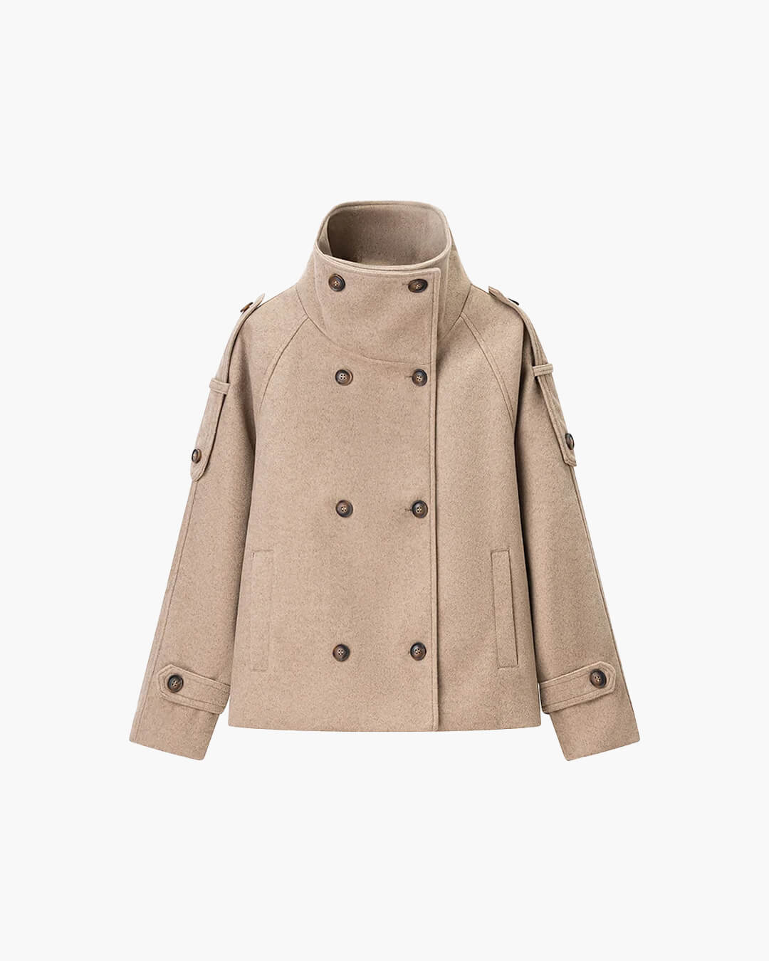 Manteau Rhea à col montant et boutonnage