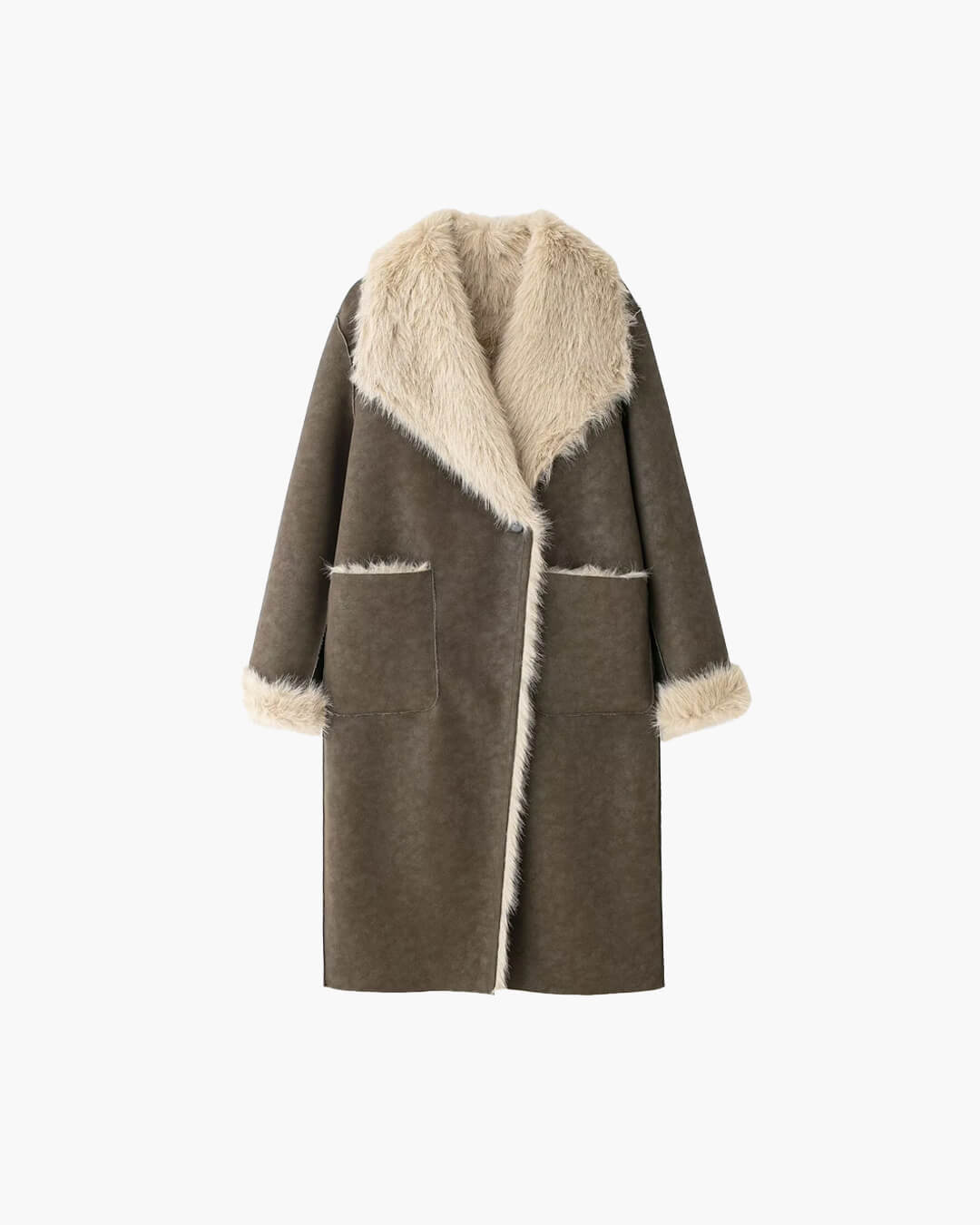 Manteau long en suédine avec fausse fourrure Sydney