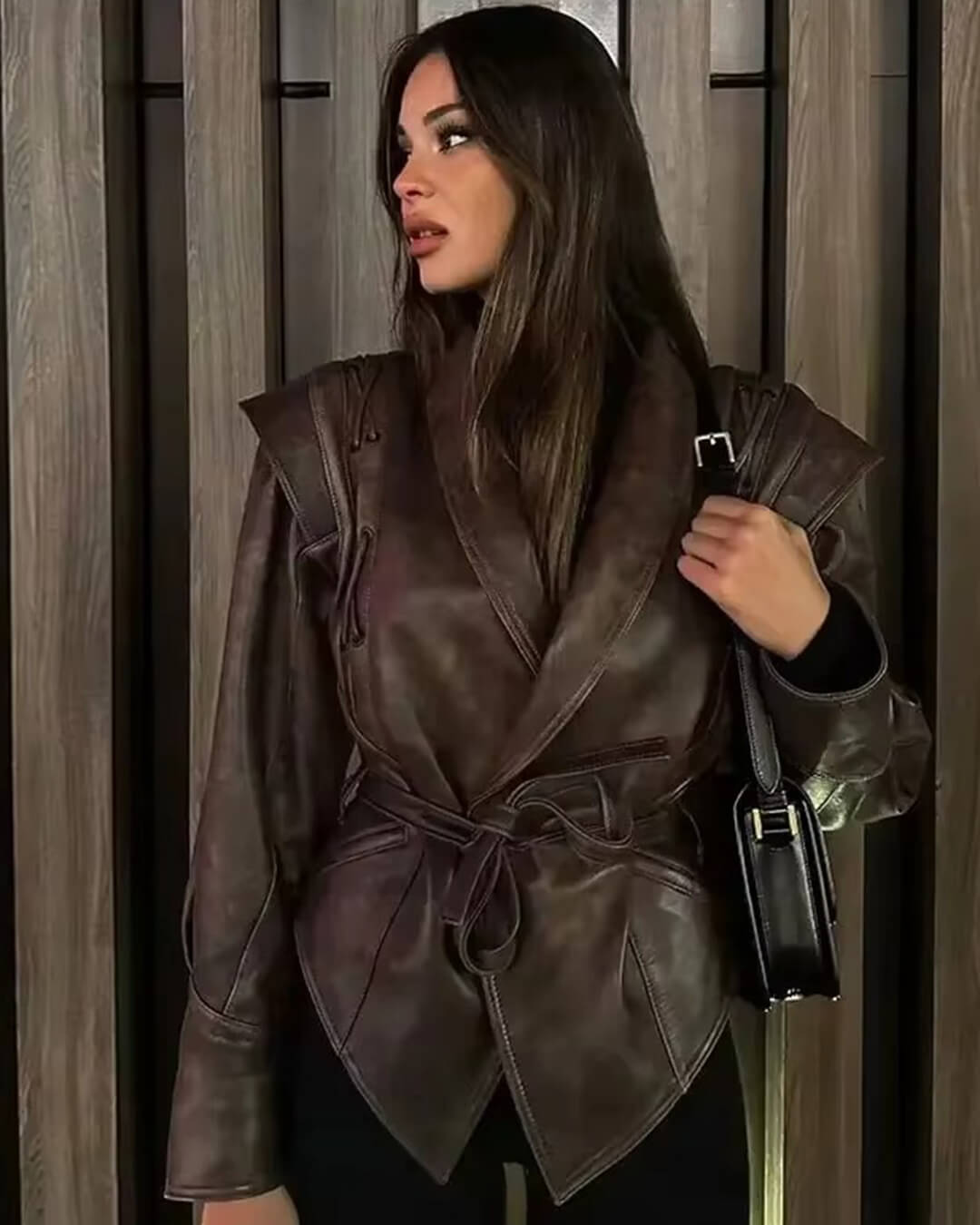 Veste en cuir style biker Zyra