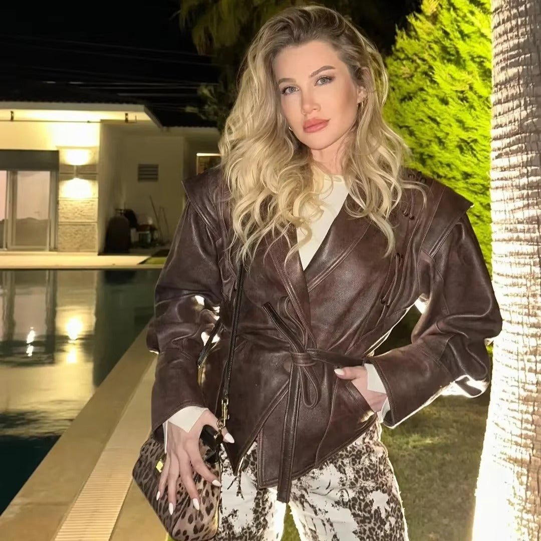 Veste en cuir style biker Zyra