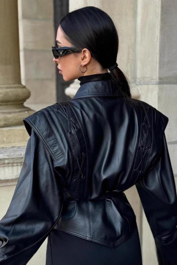 Veste en cuir style biker Zyra