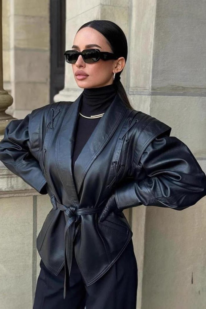 Veste en cuir style biker Zyra
