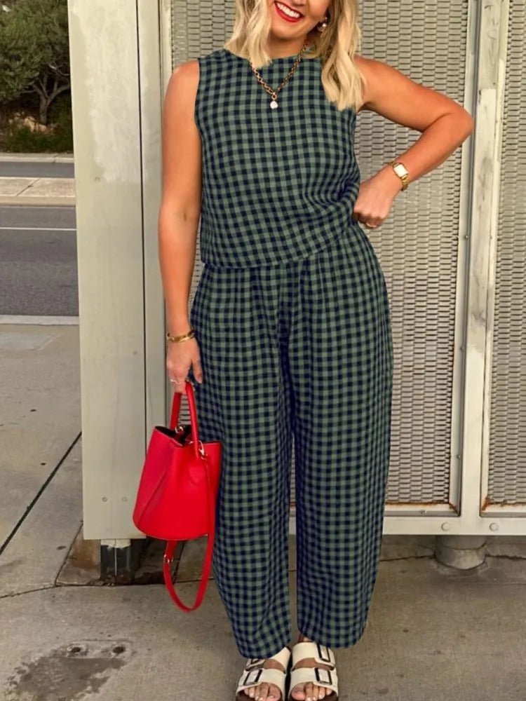 Ensemble Wren avec gilet sans manches à carreaux et pantalon Nine Point