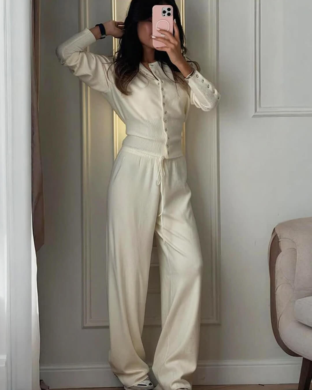 Ensemble cardigan en maille et pantalon Aimee