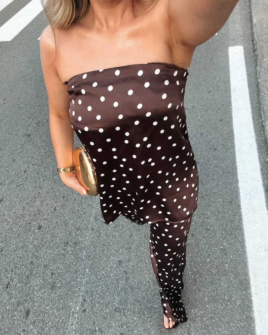Ensemble Claudine composé d’un pantalon et d’un bandeau en satin