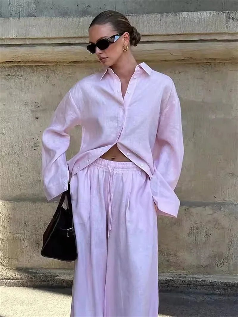 Ensemble Ivanna avec blouse ample et pantalon à jambes larges