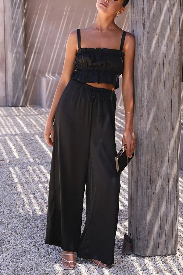 Ensemble top à volants Julianne et pantalon à taille élastique