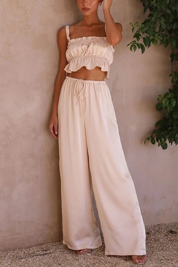 Ensemble top à volants Julianne et pantalon à taille élastique