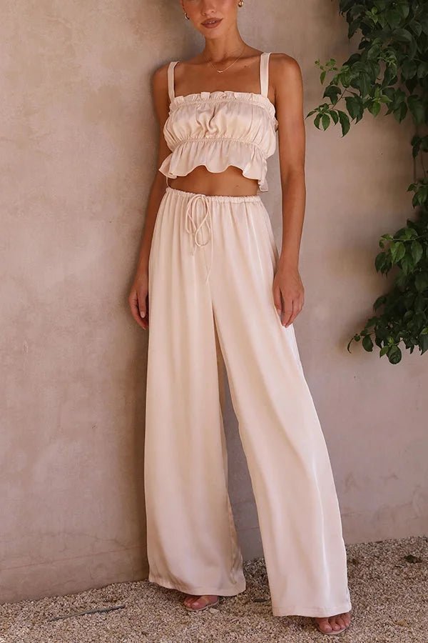 Ensemble top à volants Julianne et pantalon à taille élastique
