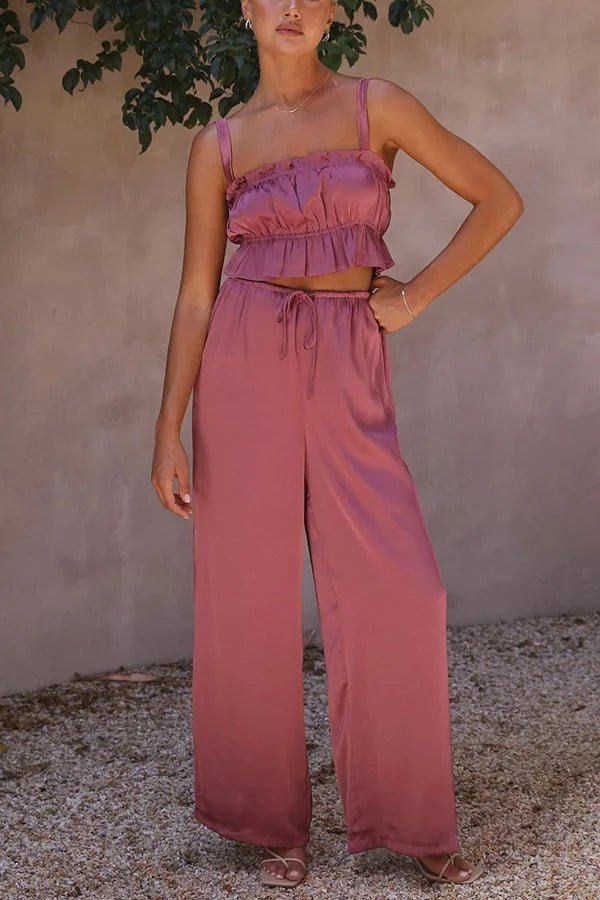 Ensemble top à volants Julianne et pantalon à taille élastique