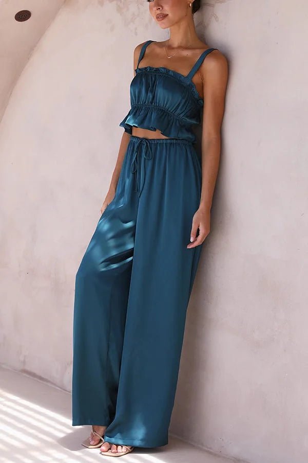 Ensemble top à volants Julianne et pantalon à taille élastique