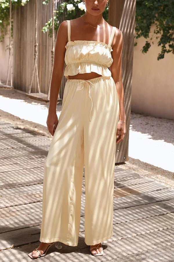 Ensemble top à volants Julianne et pantalon à taille élastique
