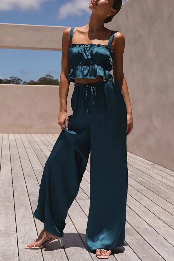 Ensemble top à volants Julianne et pantalon à taille élastique