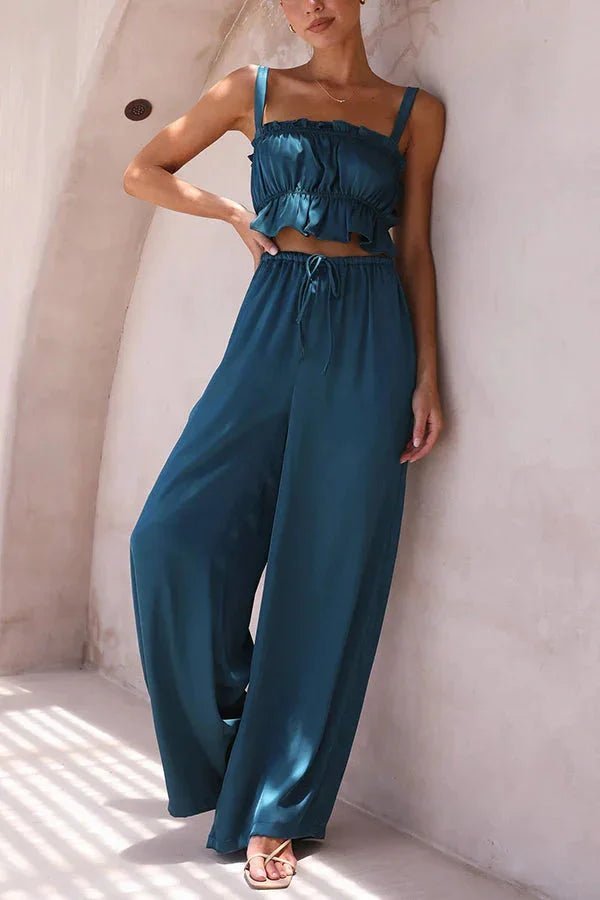 Ensemble top à volants Julianne et pantalon à taille élastique