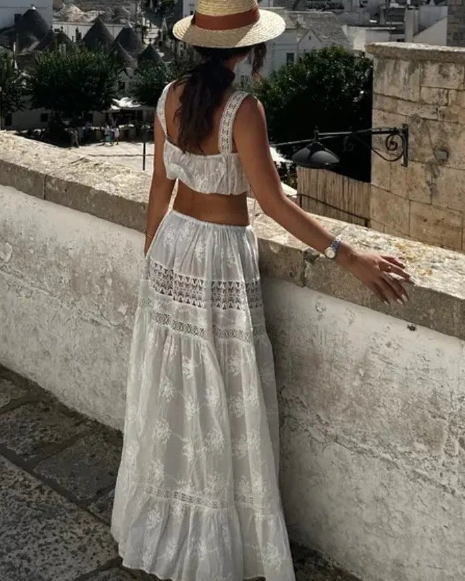 Ensemble Margot bohème, crop top et jupe maxi