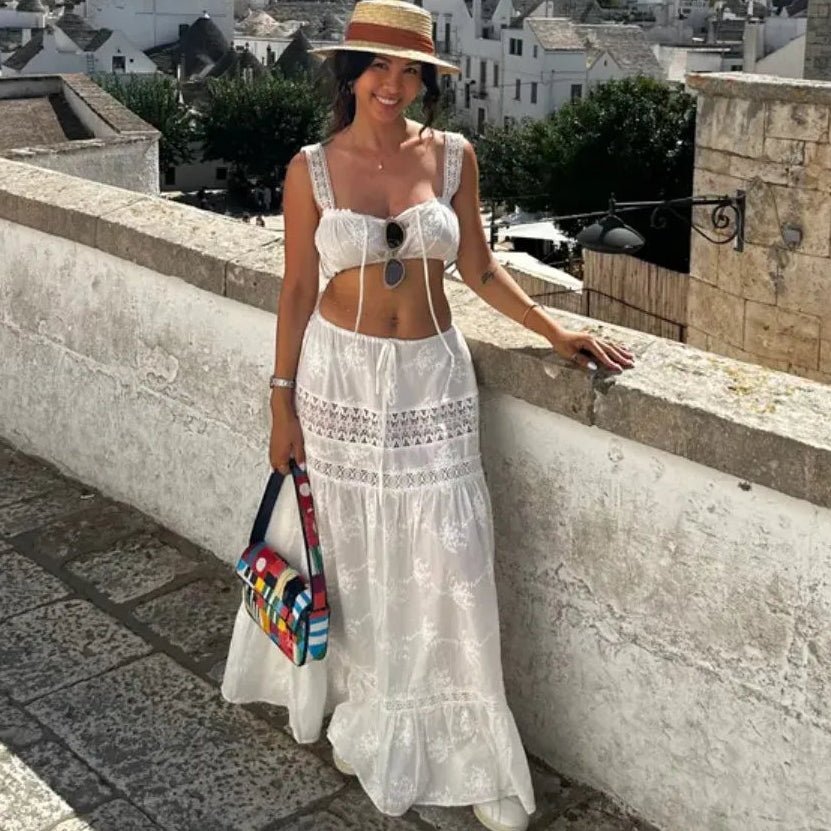 Ensemble Margot bohème, crop top et jupe maxi