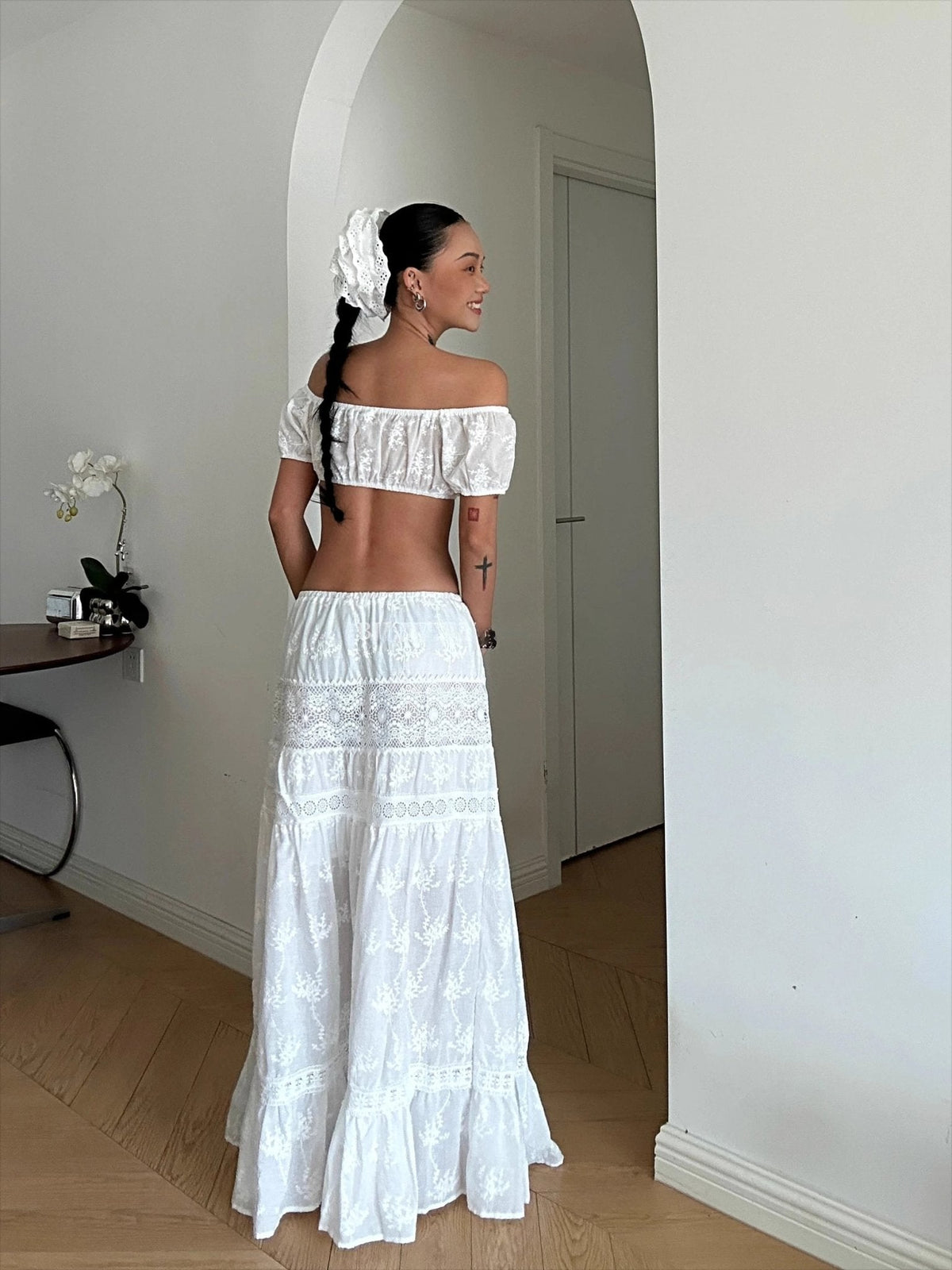 Ensemble Margot bohème, crop top et jupe maxi