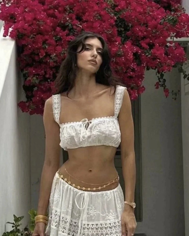 Ensemble Margot bohème, crop top et jupe maxi