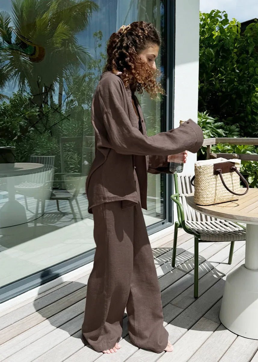 Ensemble Sophia avec chemise en coton et pantalon lounge