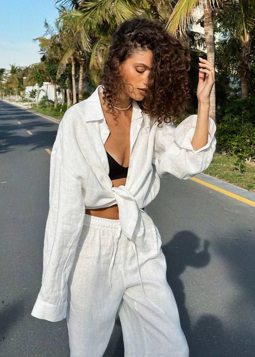 Ensemble Sophia avec chemise en coton et pantalon lounge